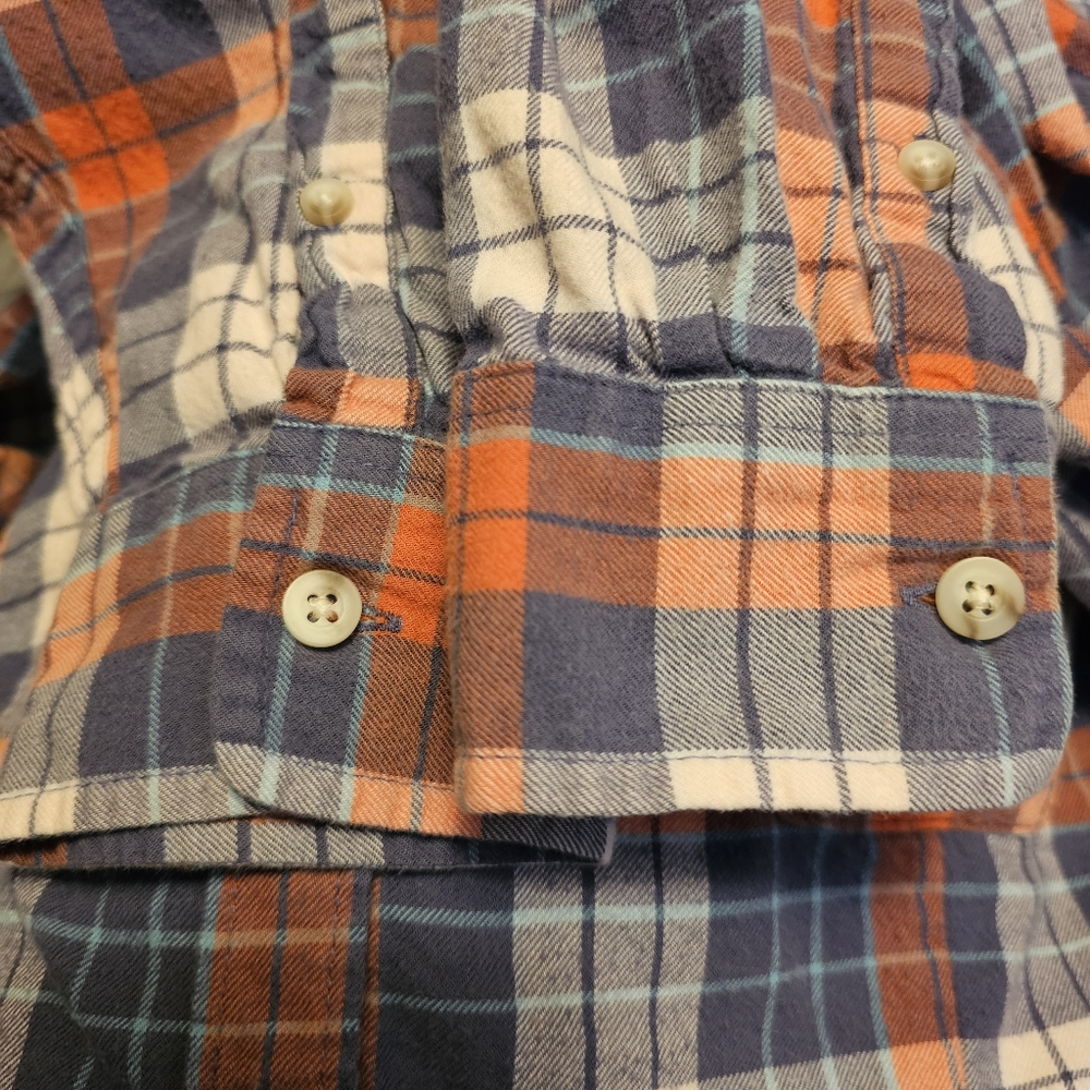 L.L. Bean Blue and Orange Plaid Button Down Shirt - Picture 4 of 10